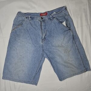 Union Bay Men's Size 36 Denim Shorts Cargo Pocket Medium Blue Y2K Baggy VTG .